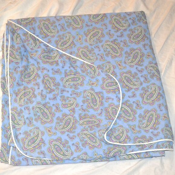 RALPH LAUREN Studio Paisley Oceanside Blue QUEEN Duvet Cover 100% Cotton ITALY - Picture 4 of 8